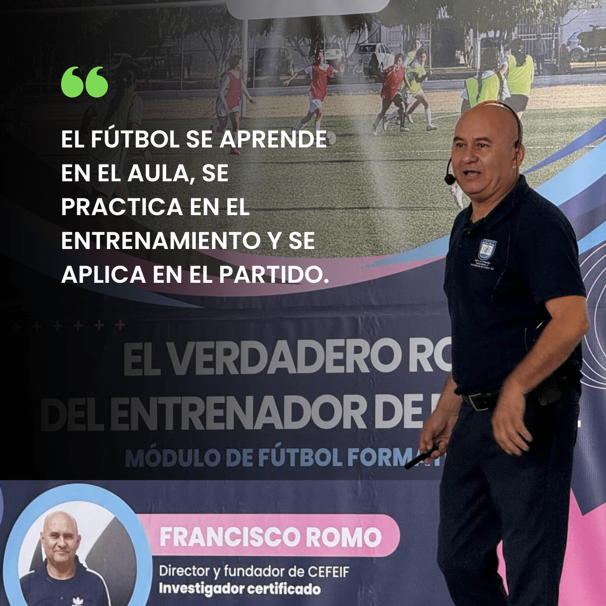 Entrenador dando una conferencia